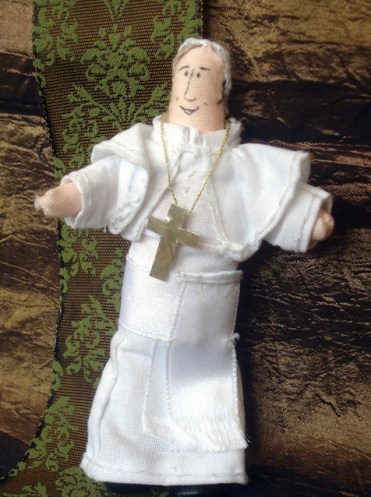 Name: Zsuzsanna Benkene Jenoffy Email: erdeipinty@gmail.com Address: Egyetem Utca 5/24 Piliscsaba, Pest 2081 Hungary Phone: 363-596-9364 Title: Pope Francis as a doll Medium: Handmade Doll Shor Description: It's not a drawing, but I thought, I'll try to share with you.  My dolls have a blog, too, but only available in Hungarian: kisegyhaztortenet.tumblr.com