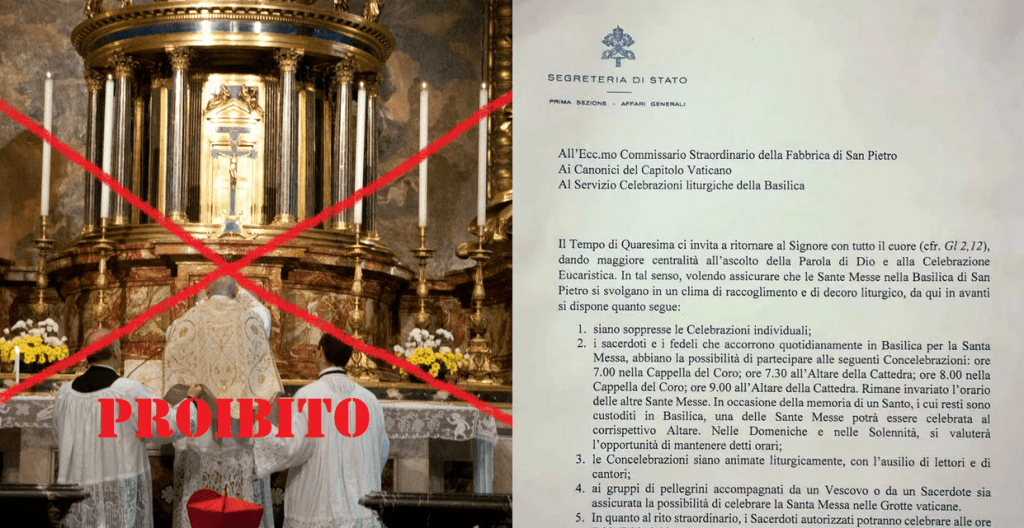 Bergoglio VERBIEDT Traditionele Latijnse Mis in de Sint-Pietersbasiliek