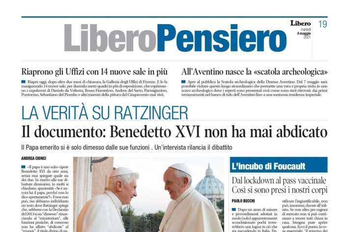 Artikel in de Italiaanse krant Libero: Benedictus XVI heeft geen afstand van de troon&nbsp;gedaan