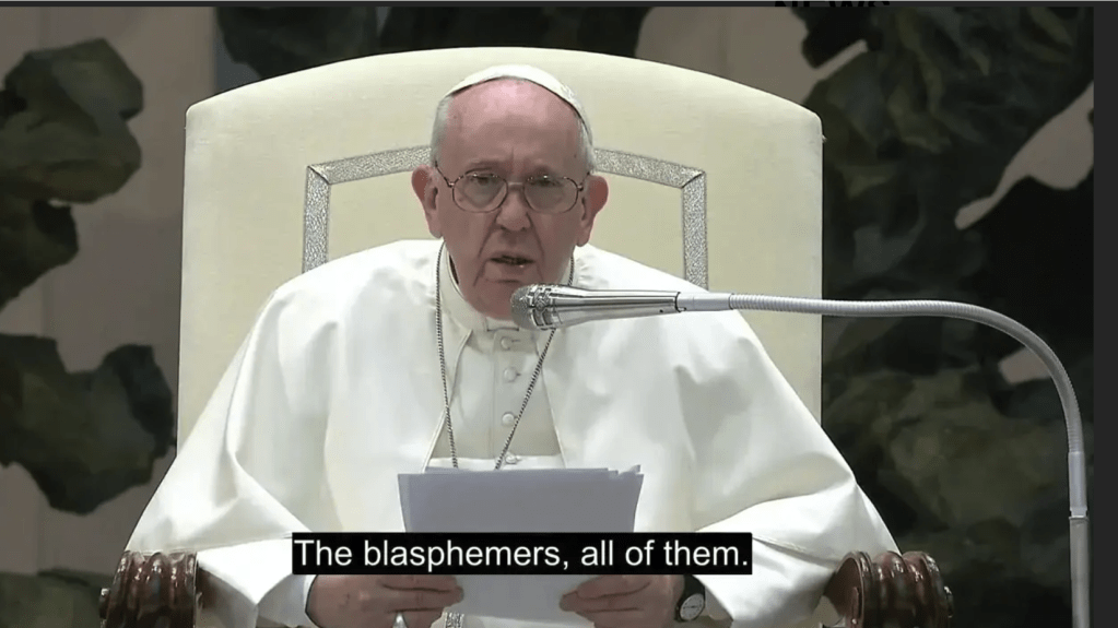 Bergoglio’s gemeenschap van heiligen (!): “Diegenen die het geloof verloochend hebben, de apostaten, de vervolgers van de Kerk, de godslasteraars…”